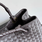 BOTTEGA VENETA 25S BASKET BAG 31 IN DARK BROWN CALFSKIN GOLD HARDWARE