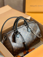 LV 25S SPEEDY SOFT 30 IN BROWN MONOGRAM CANVAS AND CALFSKIN SILVER HARDWARE