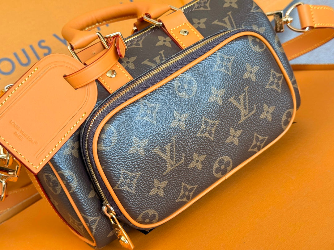 LV 25S KEEPALL CARGO 25 IN BROWN MONOGRAM CANVAS AND CALFSKIN GOLD HARDWARE