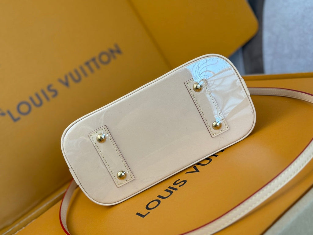 LV 25S ALMA BB 23 IN WHITE CANVAS MONOGRAM CHERRY PRINT GOLD HARDWARE