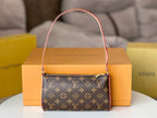 LV 25S POCHETTE TIRETTE 22 IN DARK BROWN MONOGRAM CANVAS GOLD HARDWARE