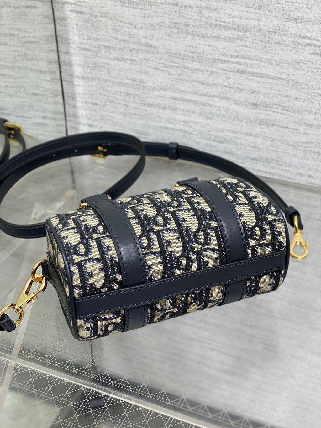 GROOVE MINI 17 Tasche in Schwarz Mix Beige Obliqué Monogramm Jacquard