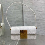 Klapptasche 18 Weiß Gesteppt Vollständig Kalbsleder