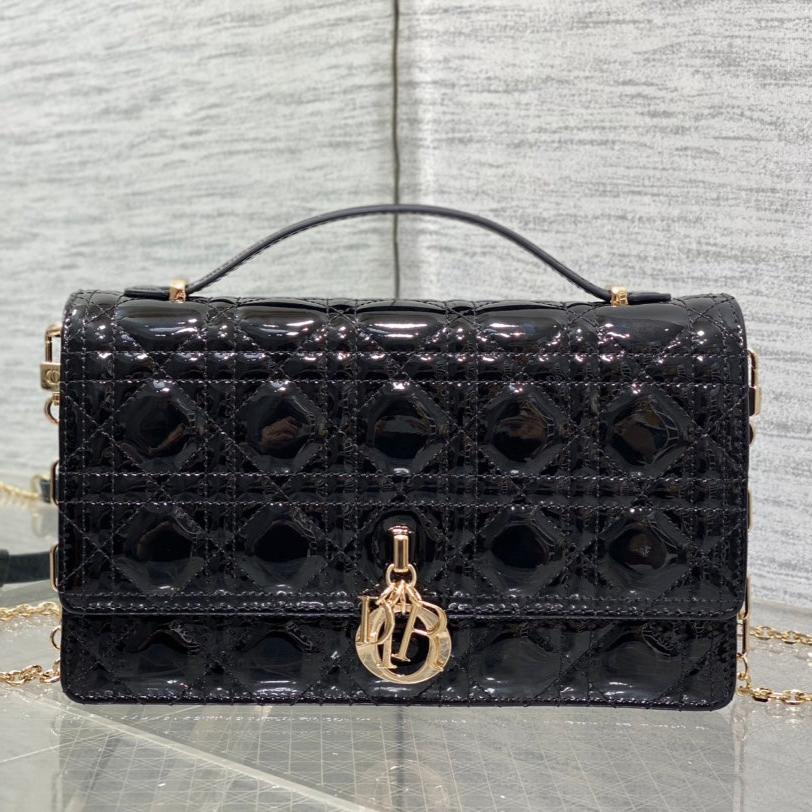 MINI-TASCHE 24 IN SCHWARZEM LACKIERTES CANNAGE-KALBLEDER