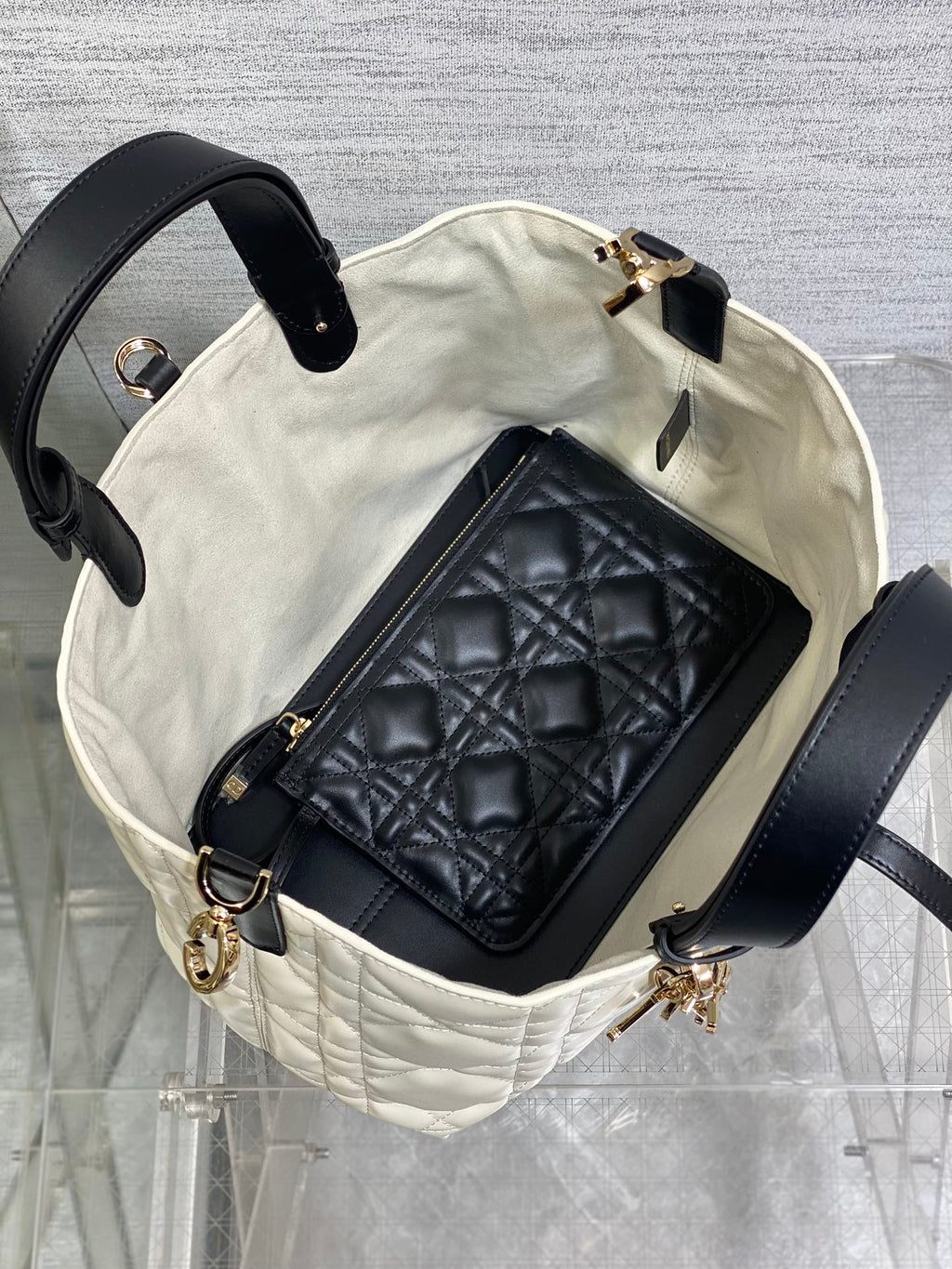 ALWAYS MINI 28 BAG IN WHITE MIX BLACK MACROCANNAGE CALFSKIN