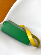 SHOPPER BAG 23 IN GREEN YELLOW CALFSKIN EMBROIDERED LOGO