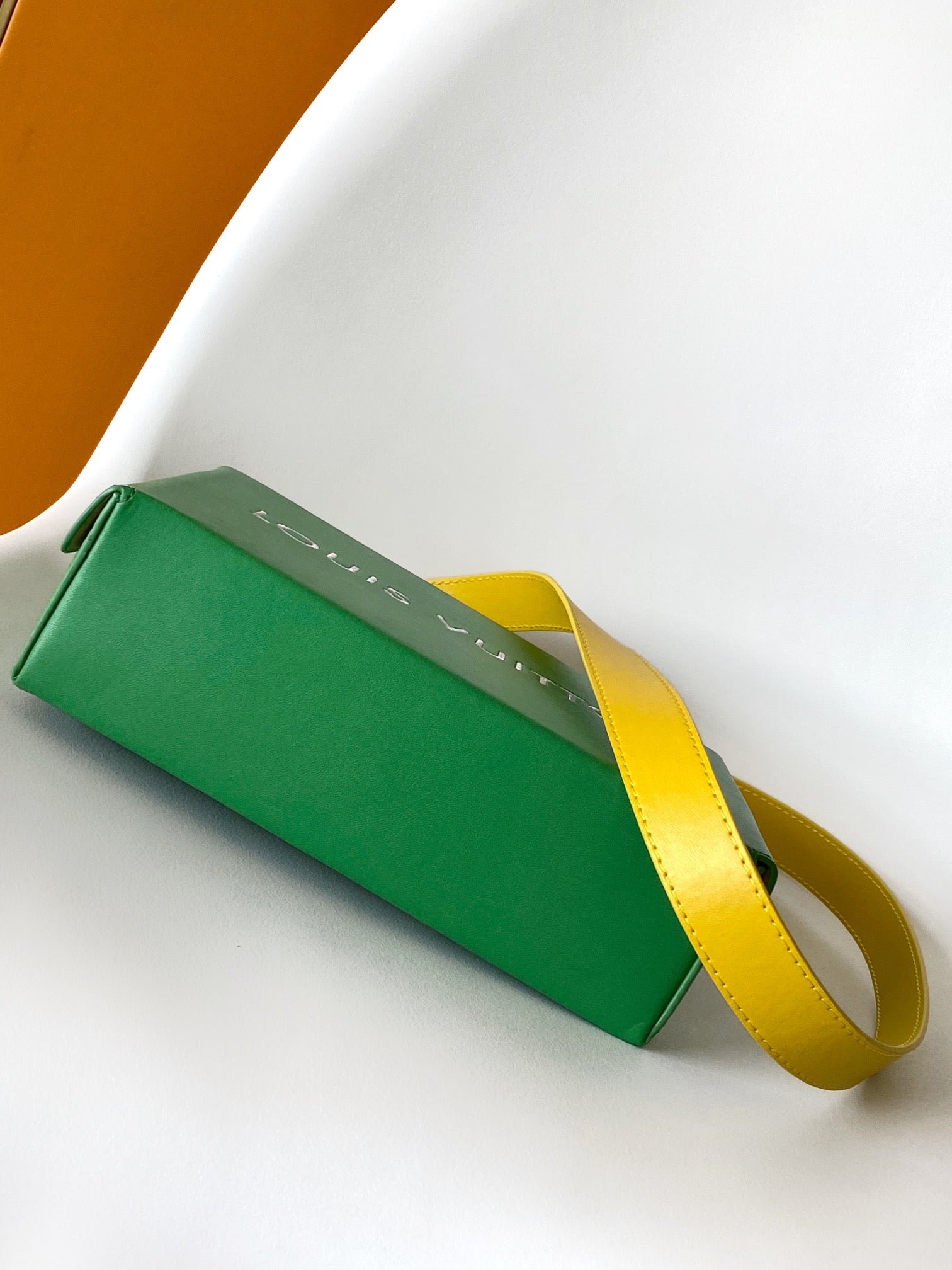 SHOPPER BAG 23 IN GREEN YELLOW CALFSKIN EMBROIDERED LOGO