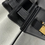 QUADRILLE BIRKIN 30CM IN BLACK SWIFT CALFSKIN WHITE TOILE CANVAS