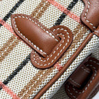 BIRKIN SHOULDER 29 IN GOLD CALFSKIN ÉCRU/BEIGE/FAUVE/ROSE POP/NOIR EMBROIDERY PLAID CANVAS