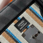 BIRKIN SHOULDER 29 IN BLACK CALFSKIN ÉCRU/NOIR/FAUVE/NOIR/BLEU ZANZIBAR EMBROIDERY CANVAS