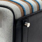 BIRKIN SHOULDER 29 IN BLACK CALFSKIN ÉCRU/NOIR/FAUVE/NOIR/BLEU ZANZIBAR EMBROIDERY CANVAS