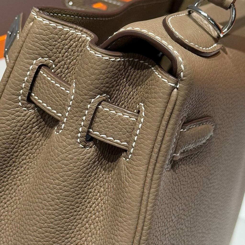 HERMES 25S KELLY TASCHE 28 IN ETOUPE EPSOM KALBSLEDER SILBERNE BESCHLÄGE