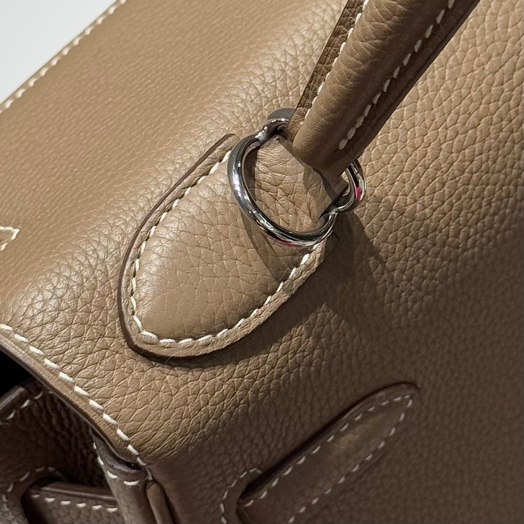 HERMES 25S KELLY TASCHE 28 IN ETOUPE EPSOM KALBSLEDER SILBERNE BESCHLÄGE