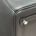 HERMES 25S MEDIUM BIRKIN 25 IN CHARCOAL GRAY CALFSKIN SILVER HARDWARE