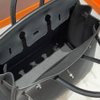 HERMES 25S MEDIUM BIRKIN 25 IN CHARCOAL GRAY CALFSKIN SILVER HARDWARE