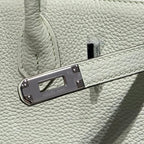 HERMES 25S MEDIUM BIRKIN 25 IN LIGHT MINT GREEN CALFSKIN SILVER HARDWARE