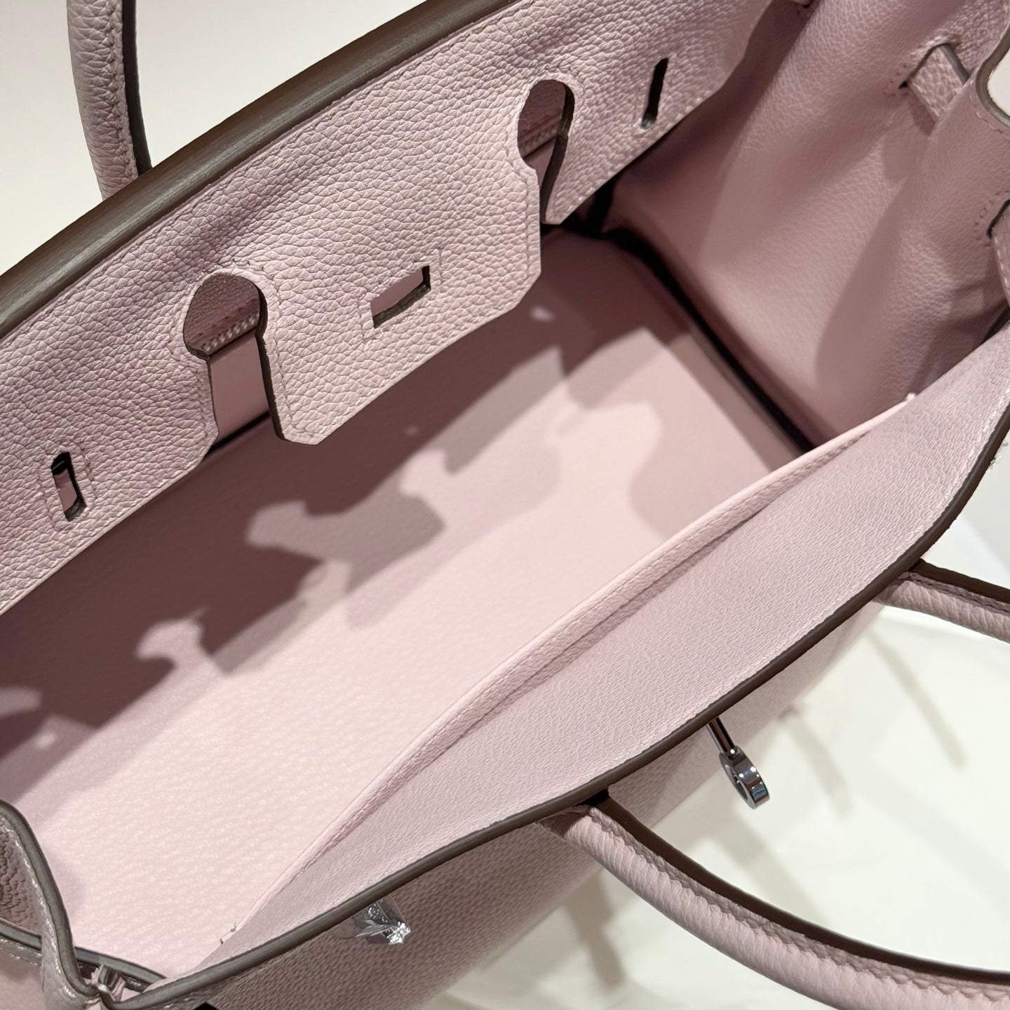 HERMES 25S MEDIUM BIRKIN 25 IN ROSA BABY-KALBLEDER SILBERNE BESCHLÄGE