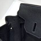 HERMES 25S SHOULDER BIRKIN 29 IN BLACK CALFSKIN SILVER HARDWARE