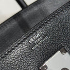 HERMES 25S SHOULDER BIRKIN 29 IN BLACK CALFSKIN SILVER HARDWARE