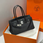 HERMES 25S SHOULDER BIRKIN 29 IN BLACK CALFSKIN SILVER HARDWARE
