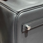 HERMES 25S SHOULDER BIRKIN 29 IN HAZE GRAY CALFSKIN SILVER HARDWARE