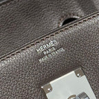 HERMES 25S SCHULTER BIRKIN 29 IN ANTHRABUTTER-KALBLEDER MIT SILBERNEN BESCHLÄGEN