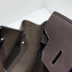 HERMES 25S SCHULTER BIRKIN 29 IN ANTHRABUTTER-KALBLEDER MIT SILBERNEN BESCHLÄGEN