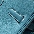 HERMES 25S SCHULTER BIRKIN 29 IN DENIM BLAUEM KALBSLEDER SILBERNE BESCHLÄGE