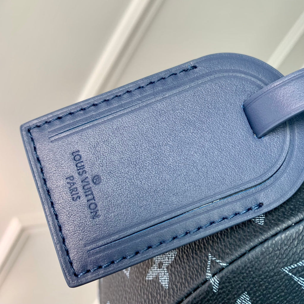 Hamac-Tasche 28 Zoll, blau, Monogramm-Farbverlauf-Leinwand