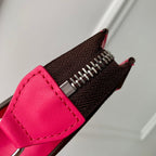 GASTON Tragbare Geldbörse 18 Zoll Braun Monogramm Canvas Mix Rosa Kalbsleder