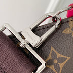 GASTON Tragbare Geldbörse 18 Zoll Braun Monogramm Canvas Mix Rosa Kalbsleder