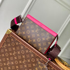 GASTON Tragbare Geldbörse 18 Zoll Braun Monogramm Canvas Mix Rosa Kalbsleder