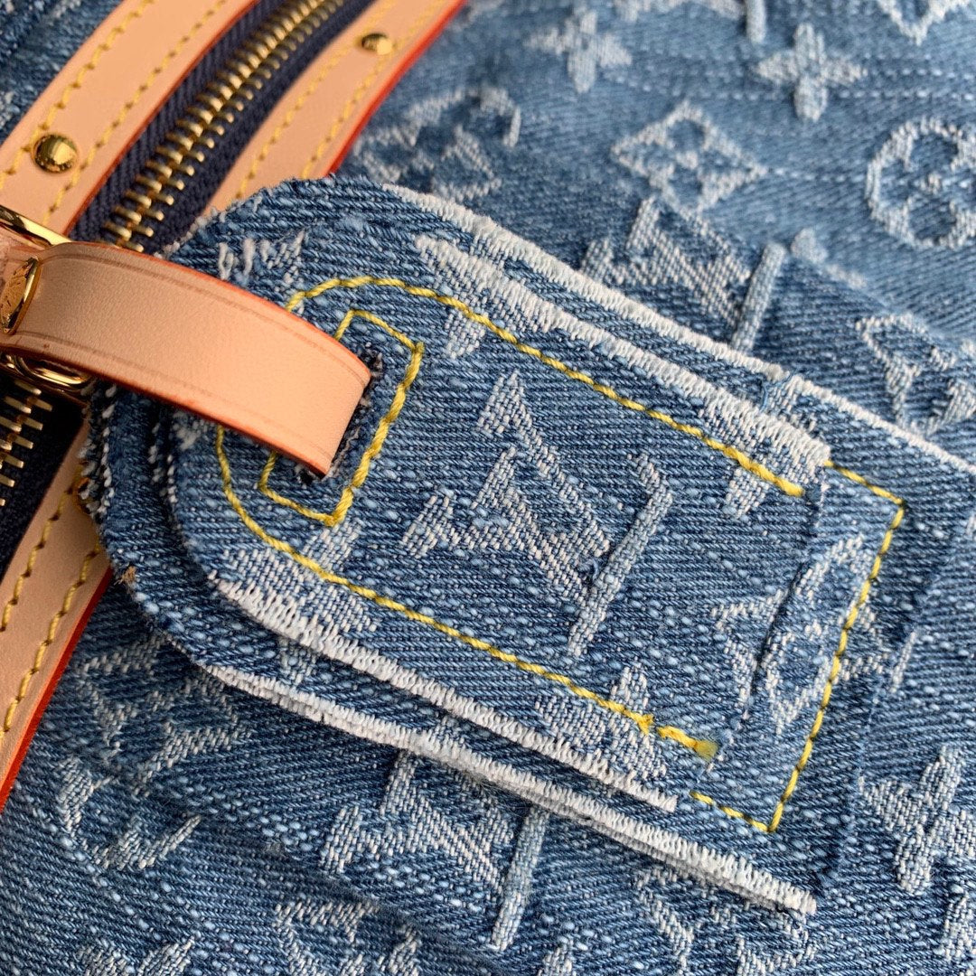 HIGH RISE 38 IN BLUE MONOGRAM DENIM GOLDEN HARDWARE