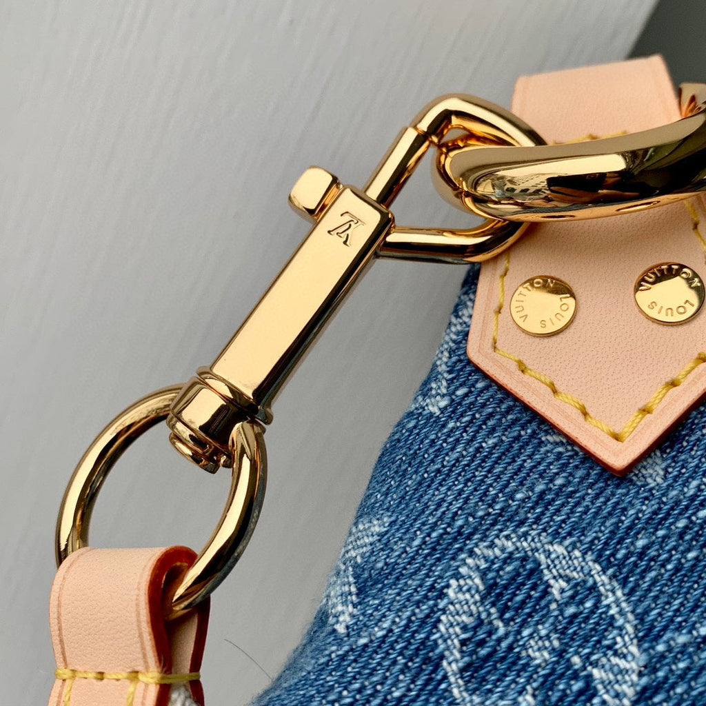 HIGH RISE 38 IN BLUE MONOGRAM DENIM GOLDEN HARDWARE