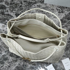 BOTTEGA VENETA 25S GROSSER ANDIAMO 42 AUS ELFENBEINfarbenem KALBSLEDER MIT GOLD-HARDWARE