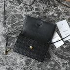 BOTTEGA VENETA 25S ANDIAMO POUCH 19 IN BLACK CALFSKIN GOLD HARDWARE