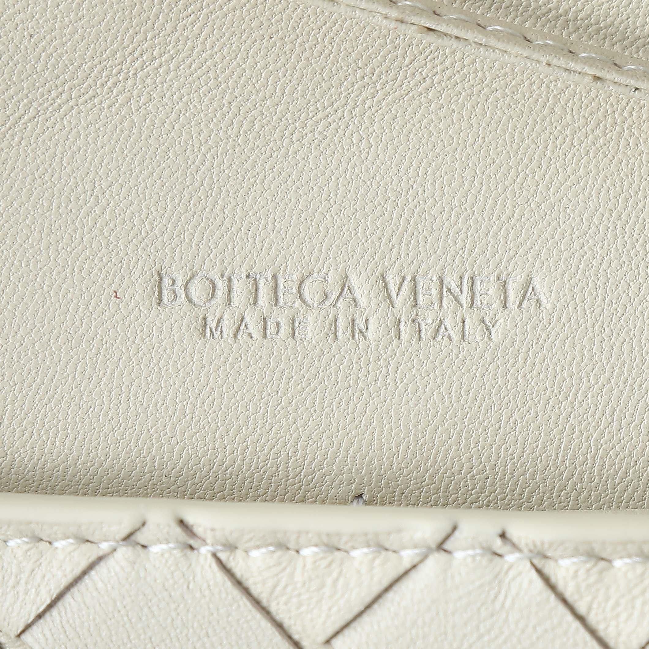 BOTTEGA VENETA 25S ANDIAMO POUCH 19 AUS ELFENBEINfarbenem KALBSLEDER MIT GOLD-HARDWARE