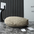 BOTTEGA VENETA 25S SMALL JODIE 36 IN MUTED TAUPE SUEDE GOLD HARDWARE