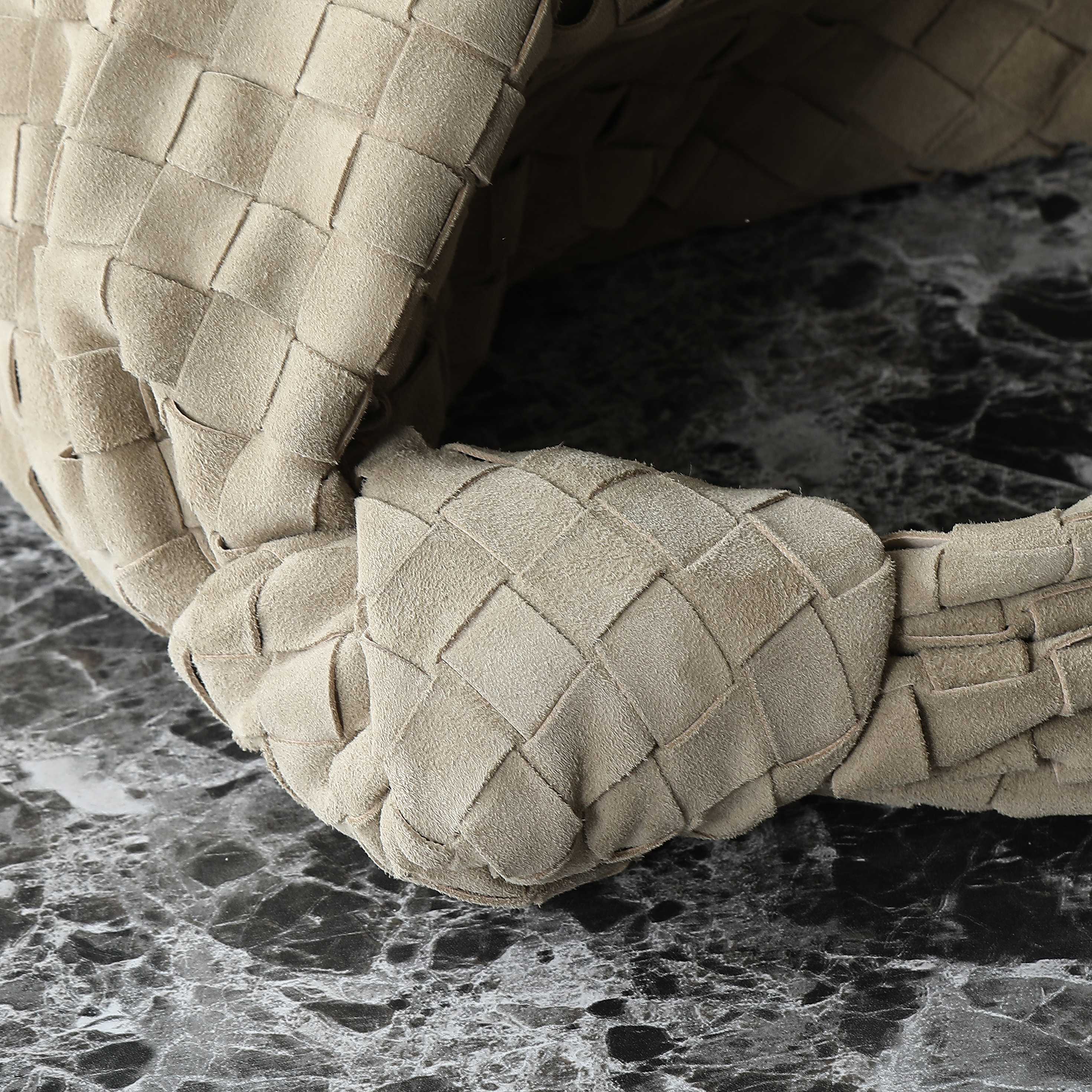 BOTTEGA VENETA 25S SMALL JODIE 36 IN MUTED TAUPE SUEDE GOLD HARDWARE