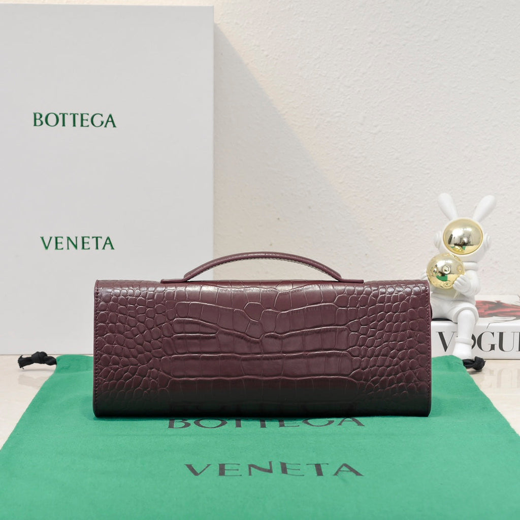 BV Long Clutch Andiamo 31 Burgundy Crocodile Calfskin Ghw 