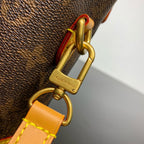 STEAMER 20 IN BRAUNEM MONOGRAMM-STAUB-CANVAS UND KALBSLEDERBEZIERTEN GOLDENEN HALSBÄNKEN