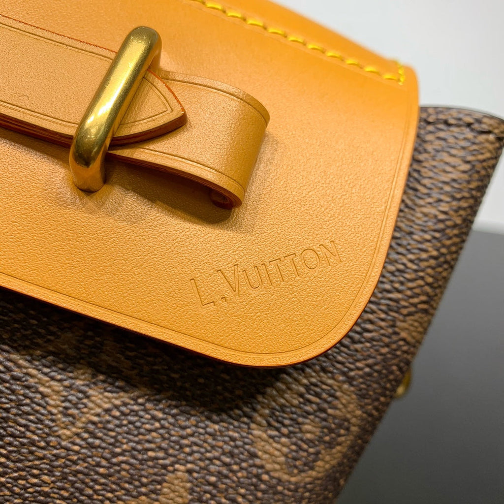 STEAMER 20 IN BRAUNEM MONOGRAMM-STAUB-CANVAS UND KALBSLEDERBEZIERTEN GOLDENEN HALSBÄNKEN