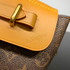 STEAMER 20 IN BRAUNEM MONOGRAMM-STAUB-CANVAS UND KALBSLEDERBEZIERTEN GOLDENEN HALSBÄNKEN