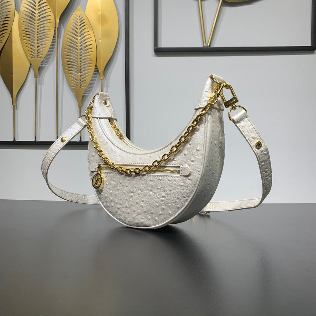 LOOP 23 IN WEISSEM PERLMUTT STRUNDLEDER GOLDENE BESCHLÄGE