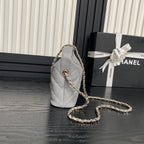 HOBO BAG 21 IN RHINO GRAY GRAINED CALFSKIN GOLD HARDWARE