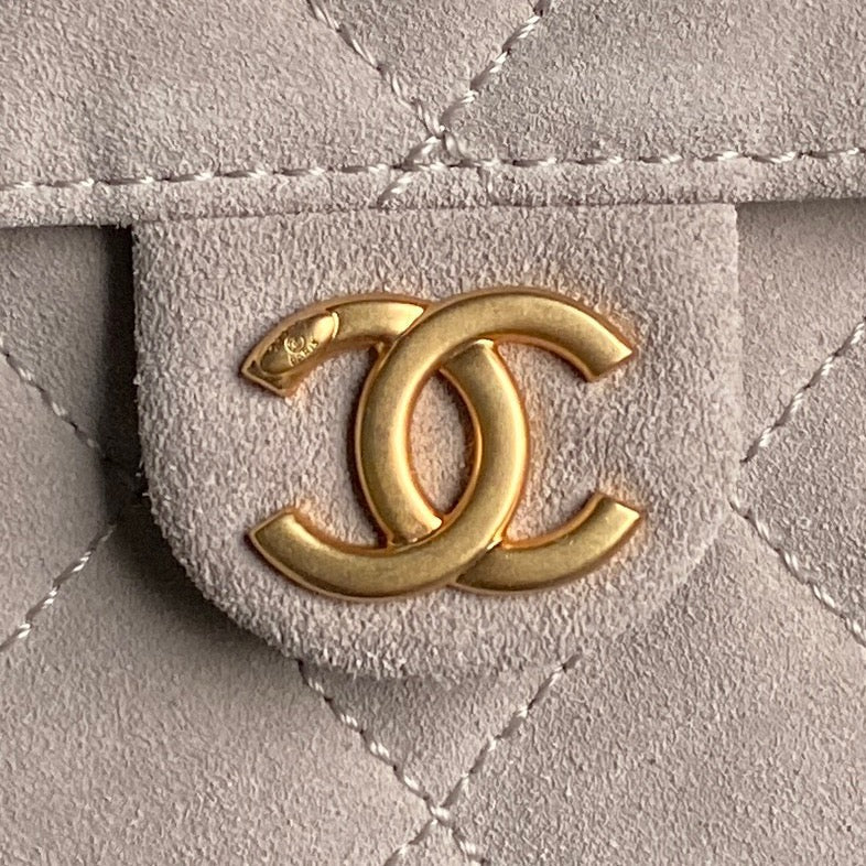 MEDIUM HANDBAG 40 IN BEIGE SUEDE GOLD HARDWARE