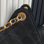 MEDIUM HANDBAG 40 IN BLACK SUEDE GOLD HARDWARE