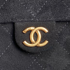 MEDIUM HANDBAG 40 IN BLACK SUEDE GOLD HARDWARE