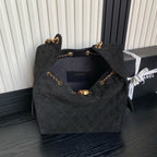 MEDIUM HANDBAG 40 IN BLACK SUEDE GOLD HARDWARE