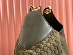 B LARGE SHOULDER BAG 49 IN ARMY GREEN GG EMBOSSED SUEDE